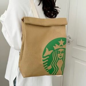 Starbucks Tan Roll-Top Backpack